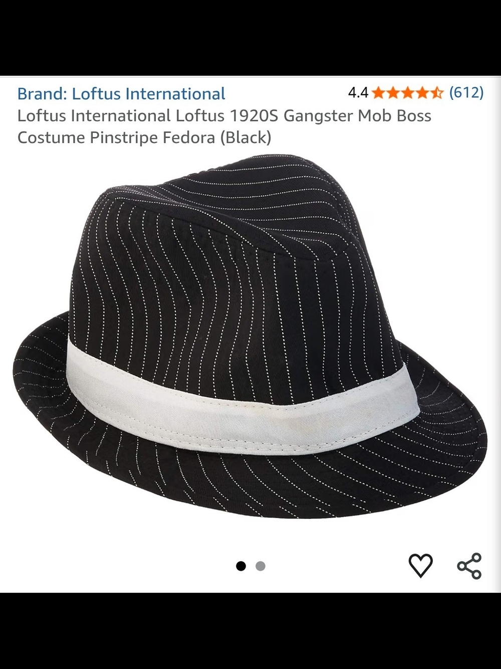Black Pinstripe Fedora with White Band